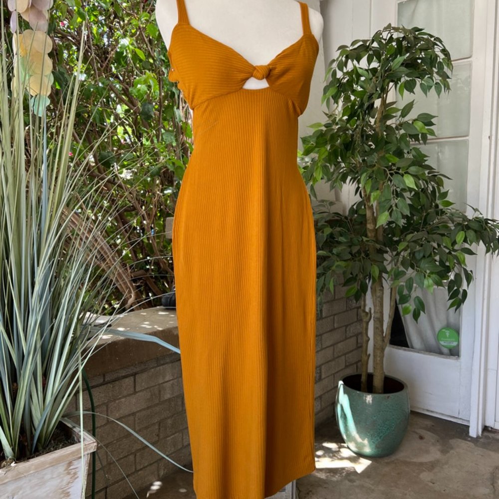 l*space Mustard Knot Front Midi Dress